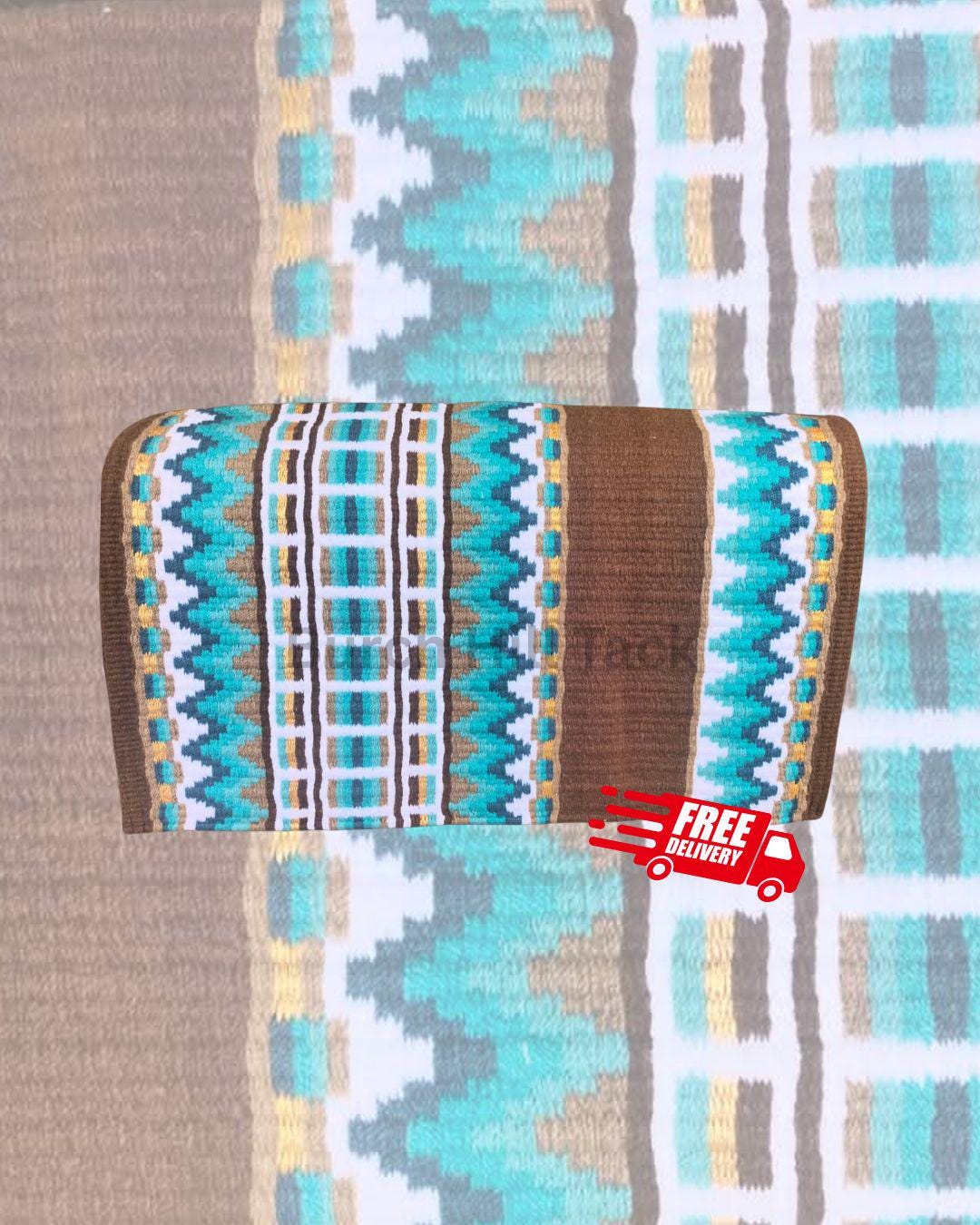 Western Show Pad Turquoise Brown | Western Pleasure Ranch Riding Saddle (BHT-SP008)