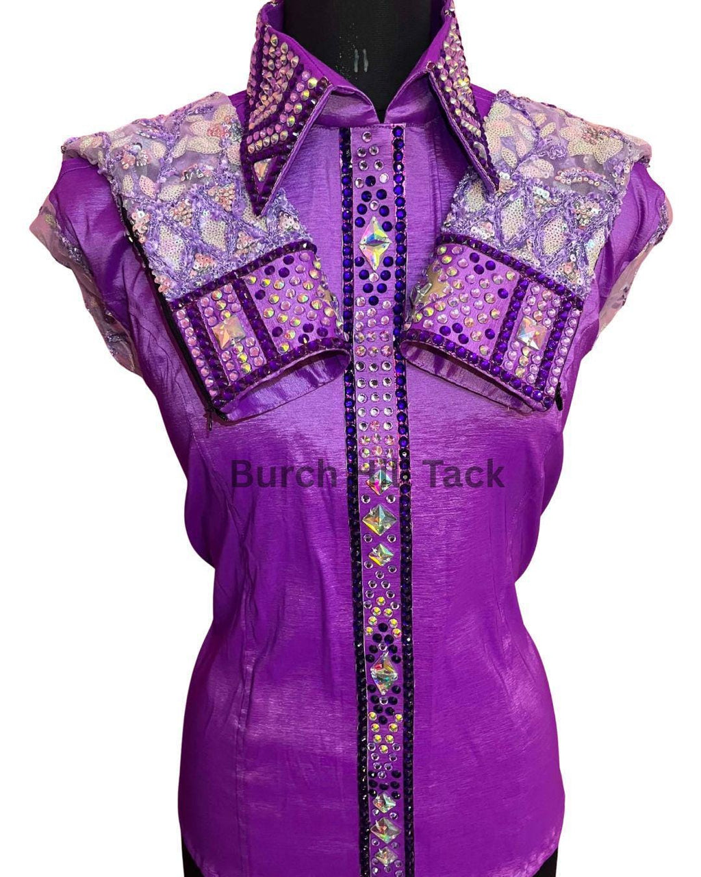 Western Show Shirt, Rhinestone Embellished, Made to Order| Purple