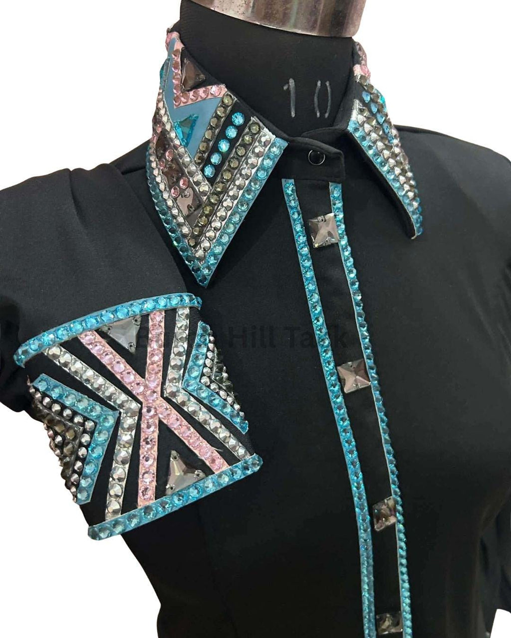 Western Show Shirt, Rhinestone Embellished, Made to Order| Black Shirt