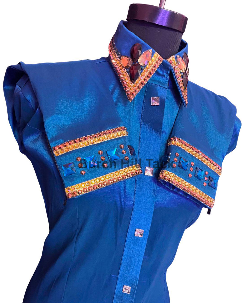 Western Show Shirt, Rhinestone Embellished, Made to Order| Blue