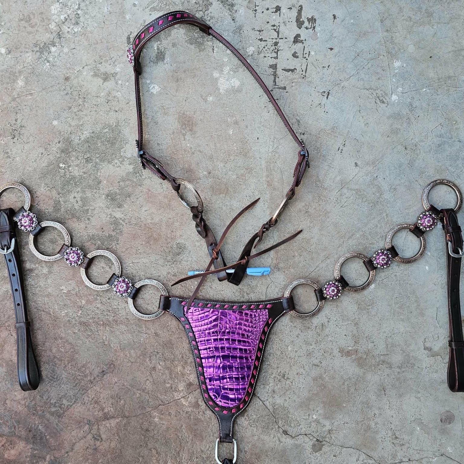 Western Horse Tack Set | Purple Ring Set | Made to Order (BHT123)