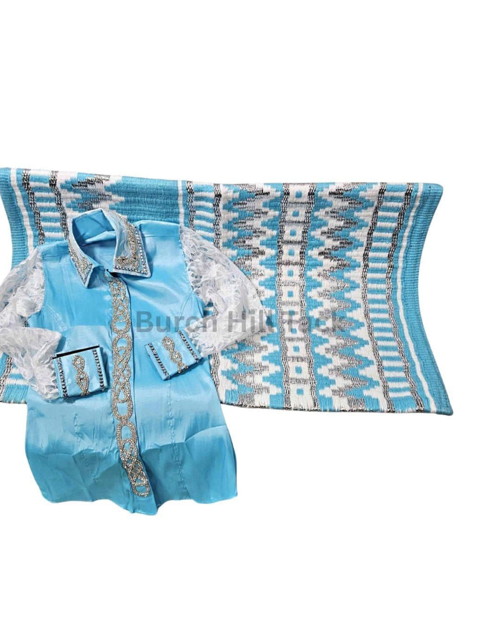 Western Show Shirt + Show Pad, Rhinestone Embellished, Made to Order | Baby Blue (BHT-SP065)