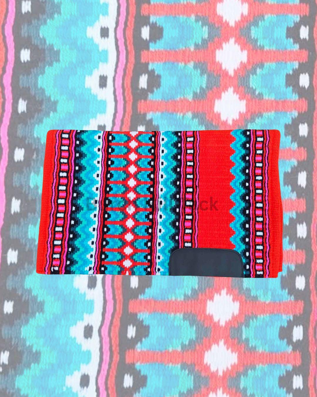 Red & Blue Western Pleasure Ranch Riding Saddle Pad | Handcrafted Show Horse Tack