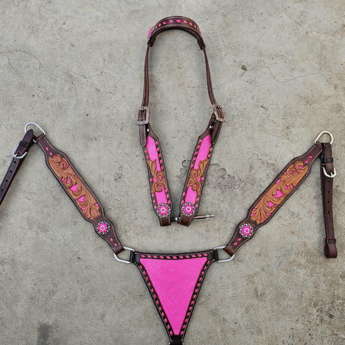 pink tooled Western Barrel Racing Tack Set| Made to Order