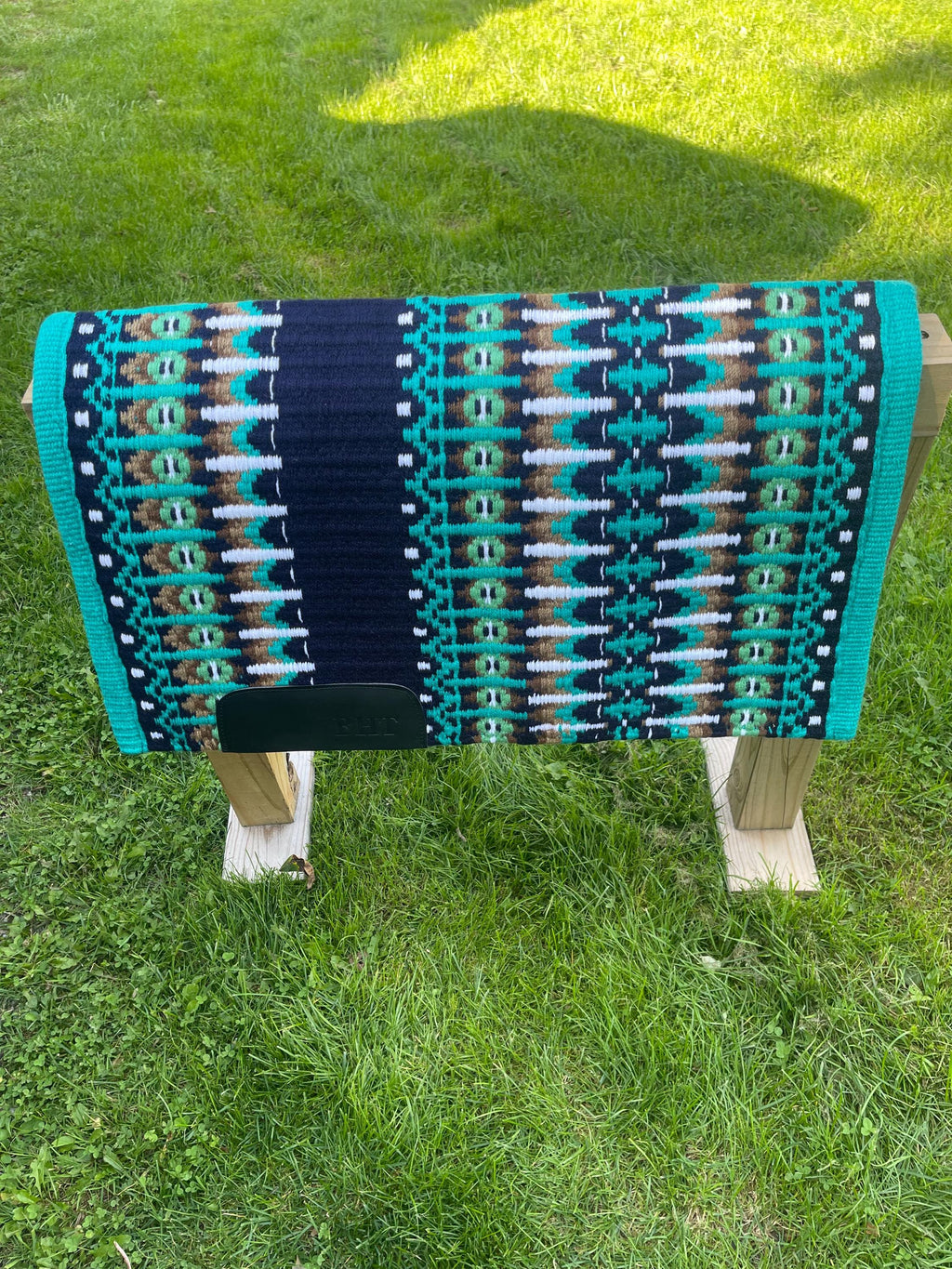 Mint green& navy Western show pad- Ready to ship