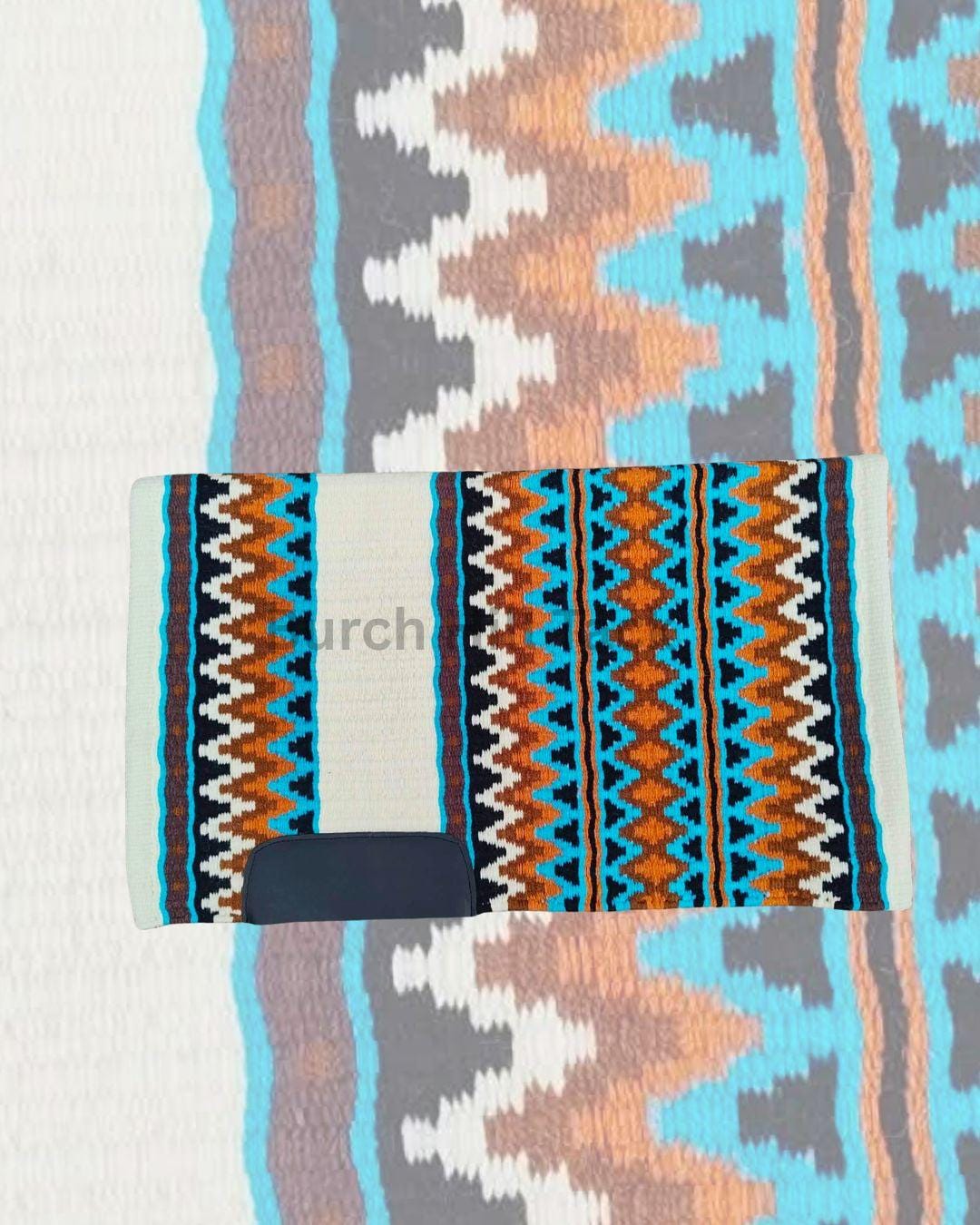 Blue & Brown Western Pleasure Ranch Riding Saddle Pad | Handcrafted Show Horse Tack
