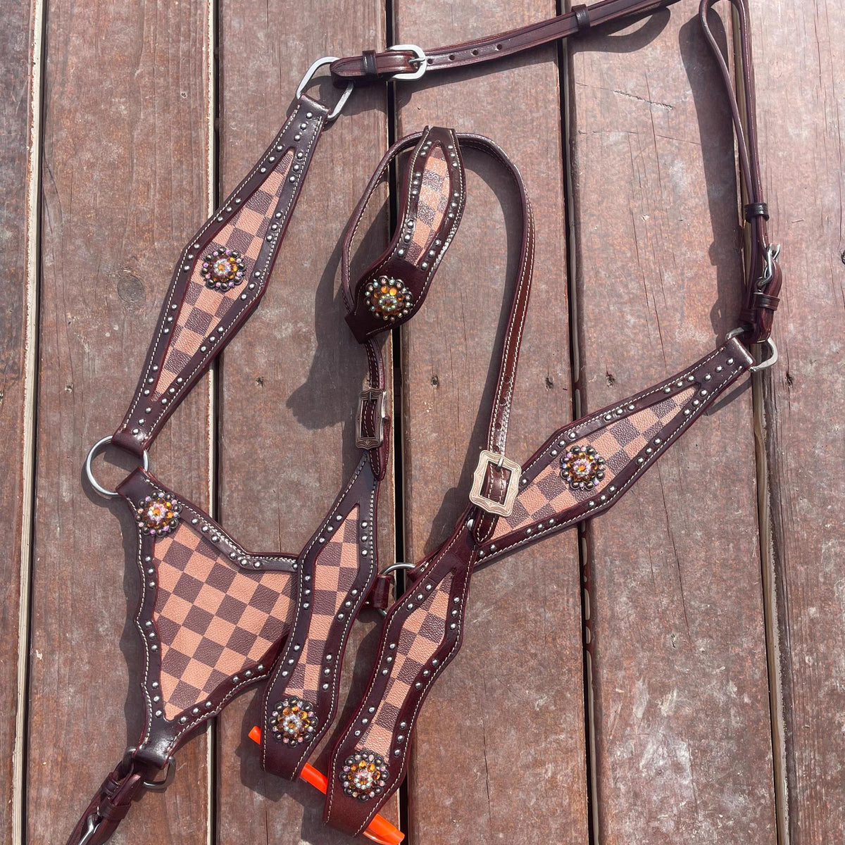 Brown Checker Tack Set- Made to Order