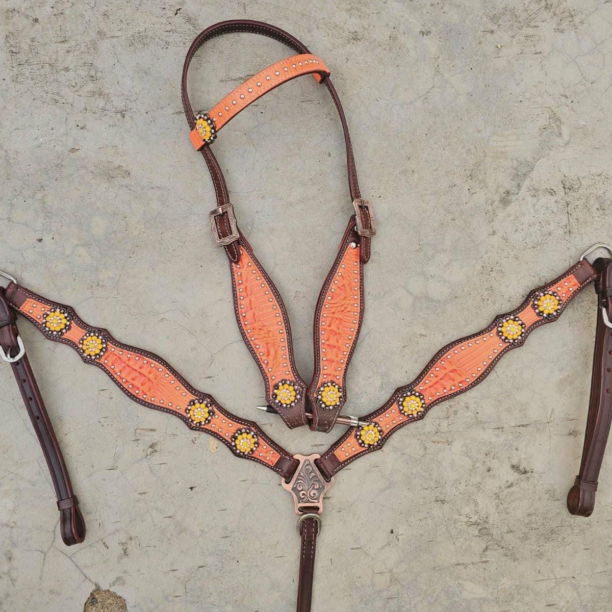 Orange Western Barrel Racing Tack Set| Made to Order