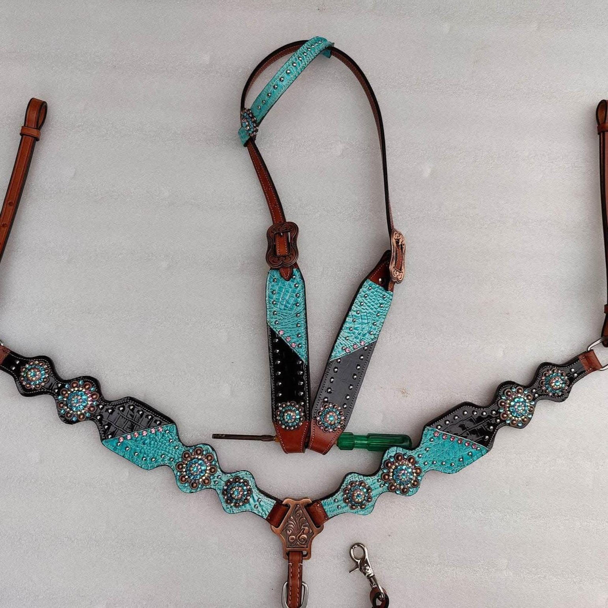 Turquoise& Black Western Barrel Racing Tack Set| Made to Order