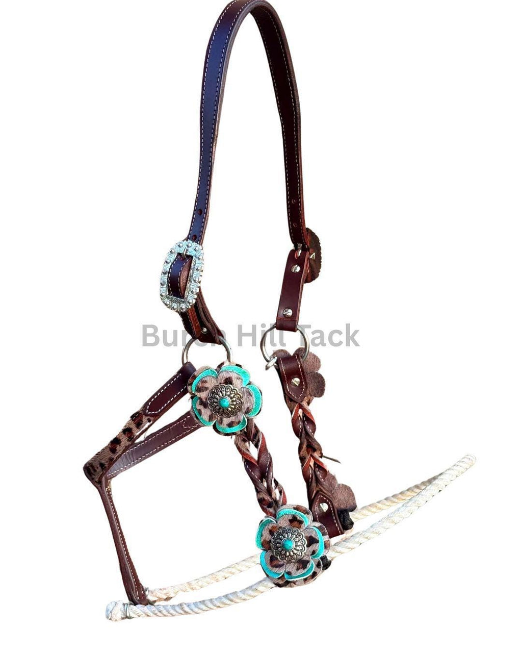 Turquoise & Leopard print floral western halter