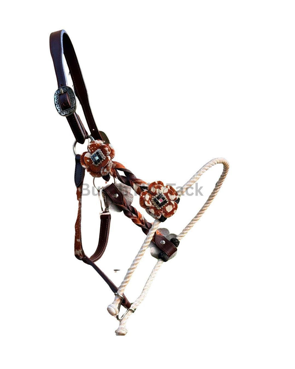 Brown cowprint western halter