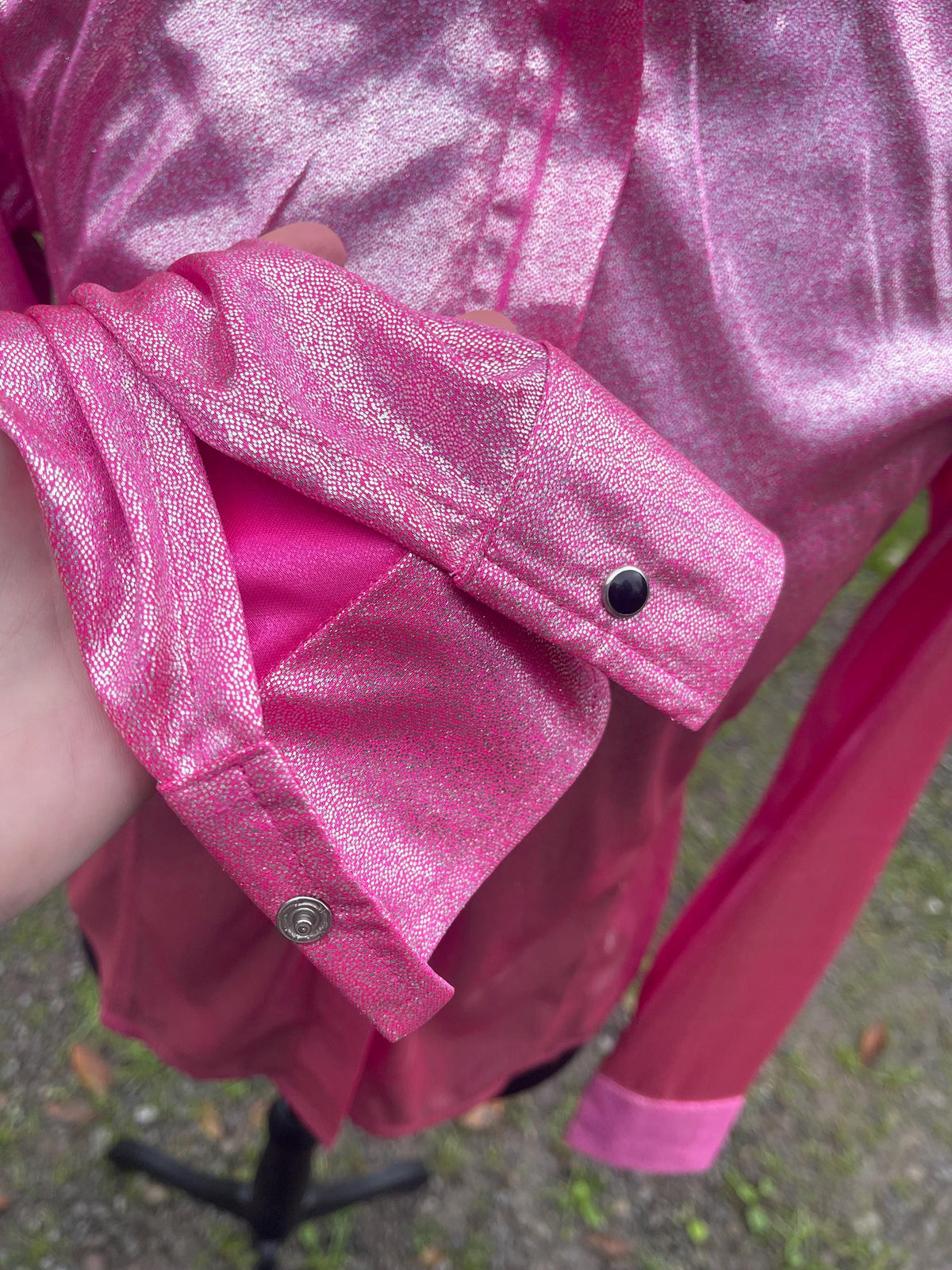 Neon Pink Sparkle Rodeo performance shirt