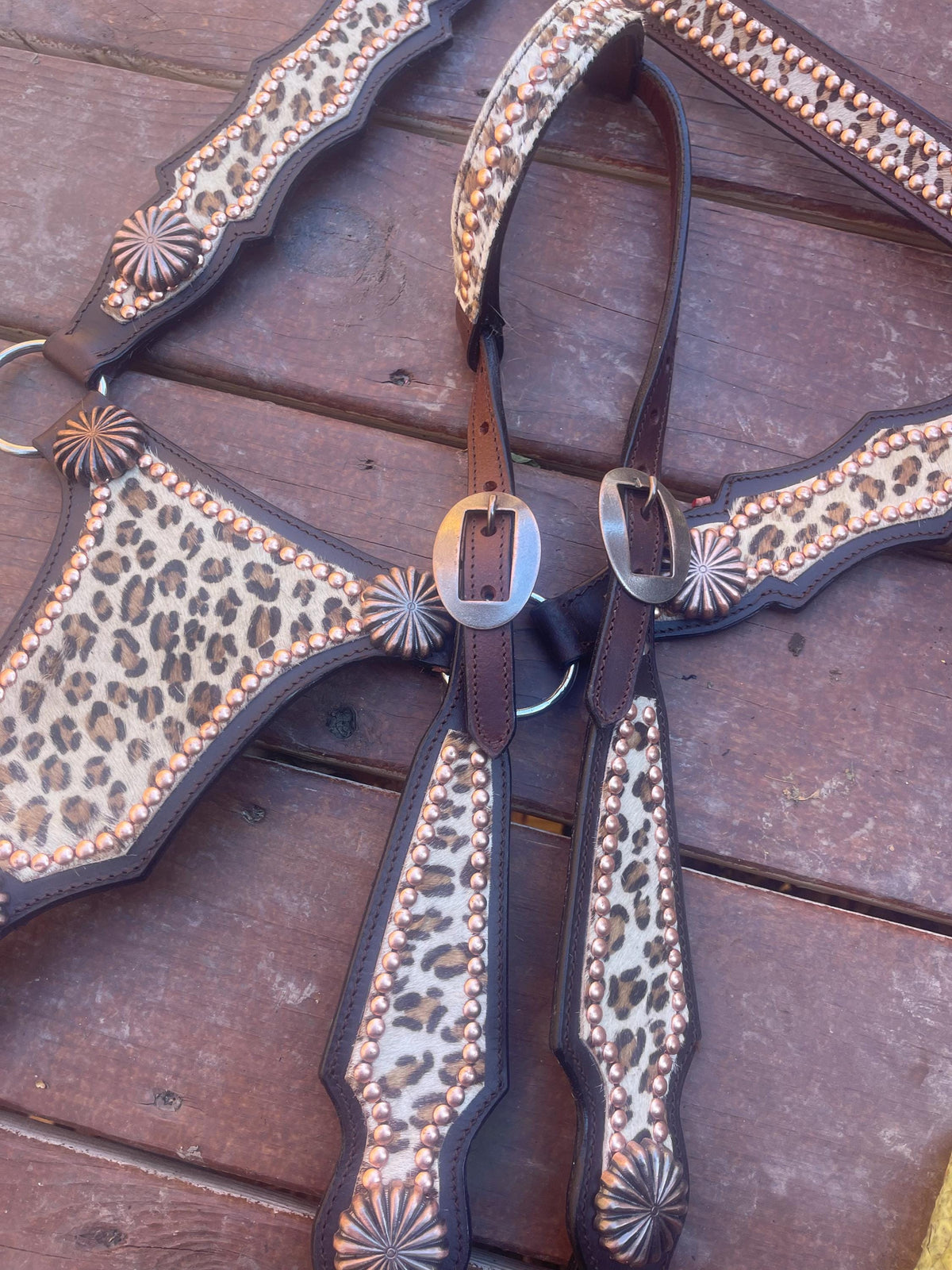 cheetah Western Barrel Racing Tack Set, breastplate, headstall