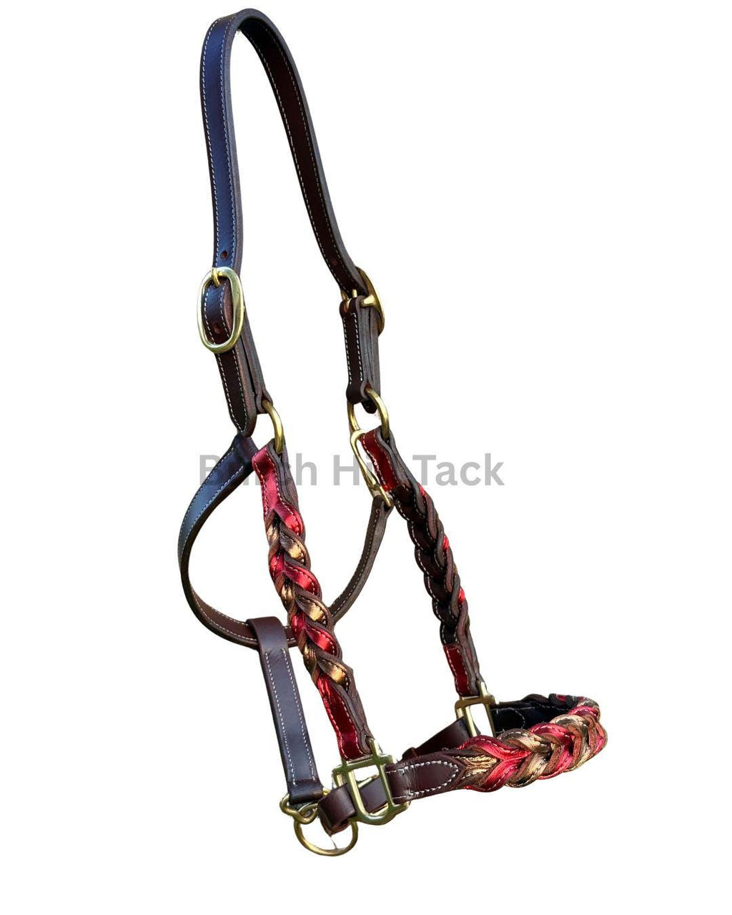 Red braided Western horse Halter