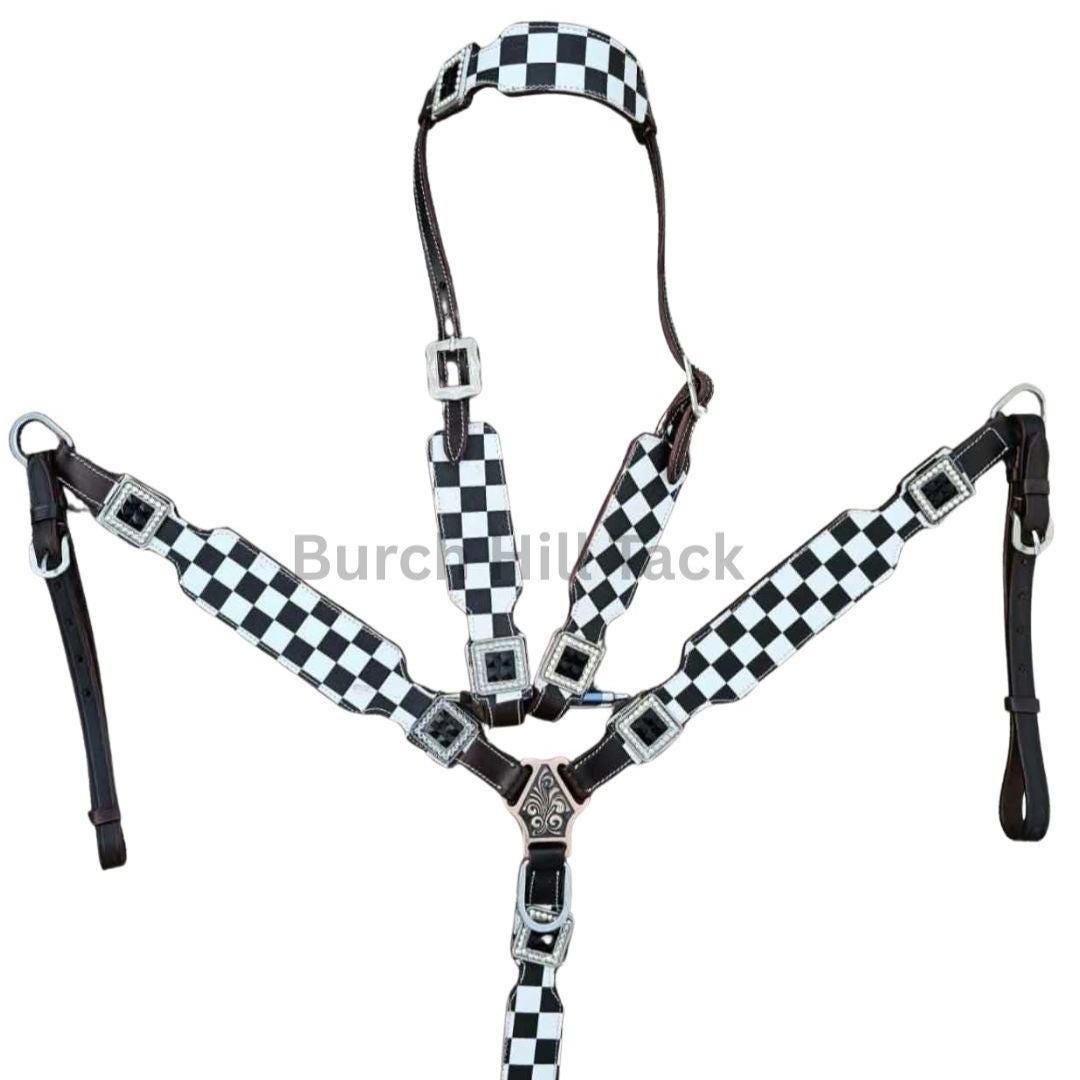 Western Tack Set,Checker Headstall and breastplate