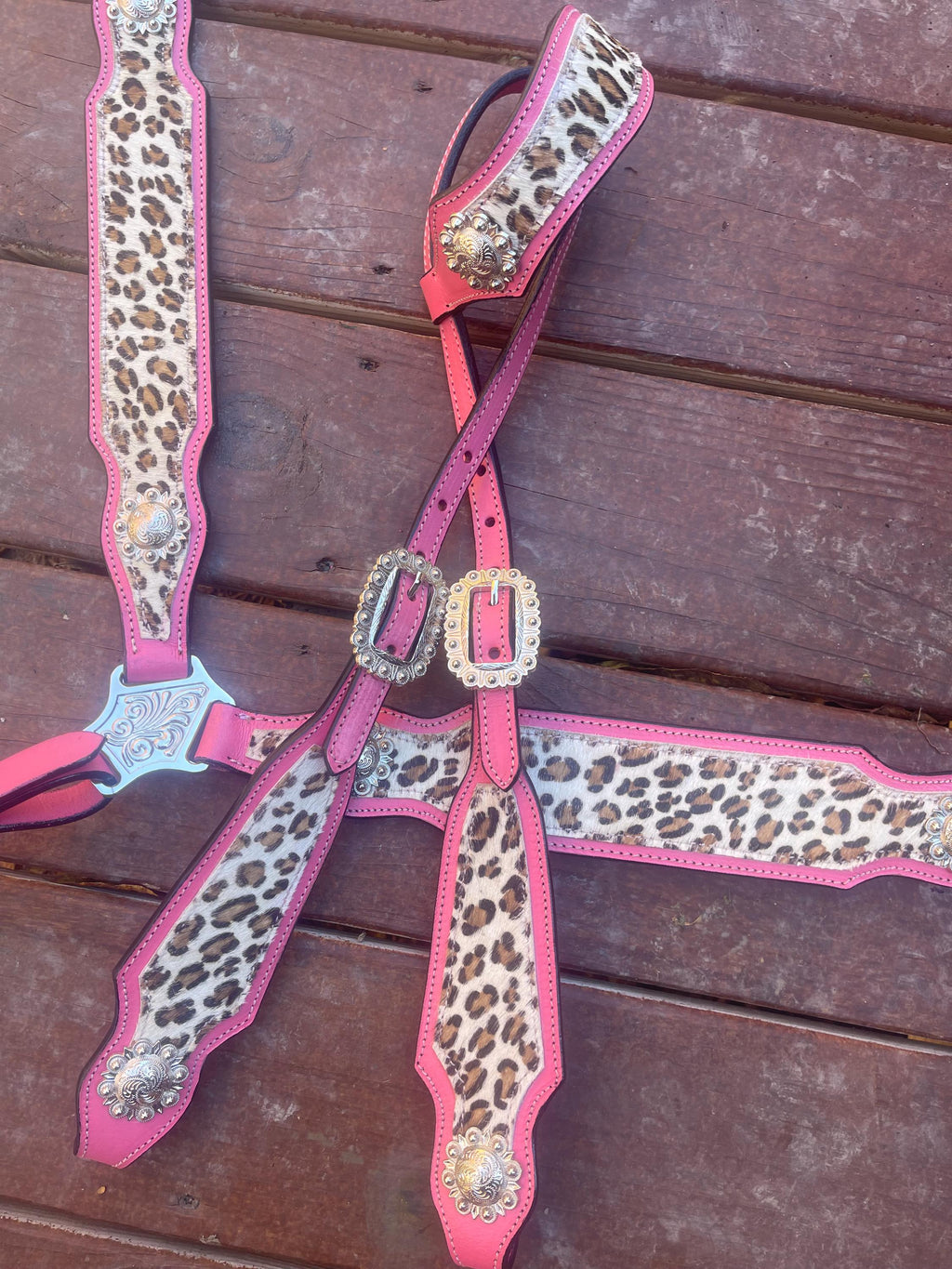 Western Horse Tack Set | Ready to ship | Hot pink& Cheetah leather