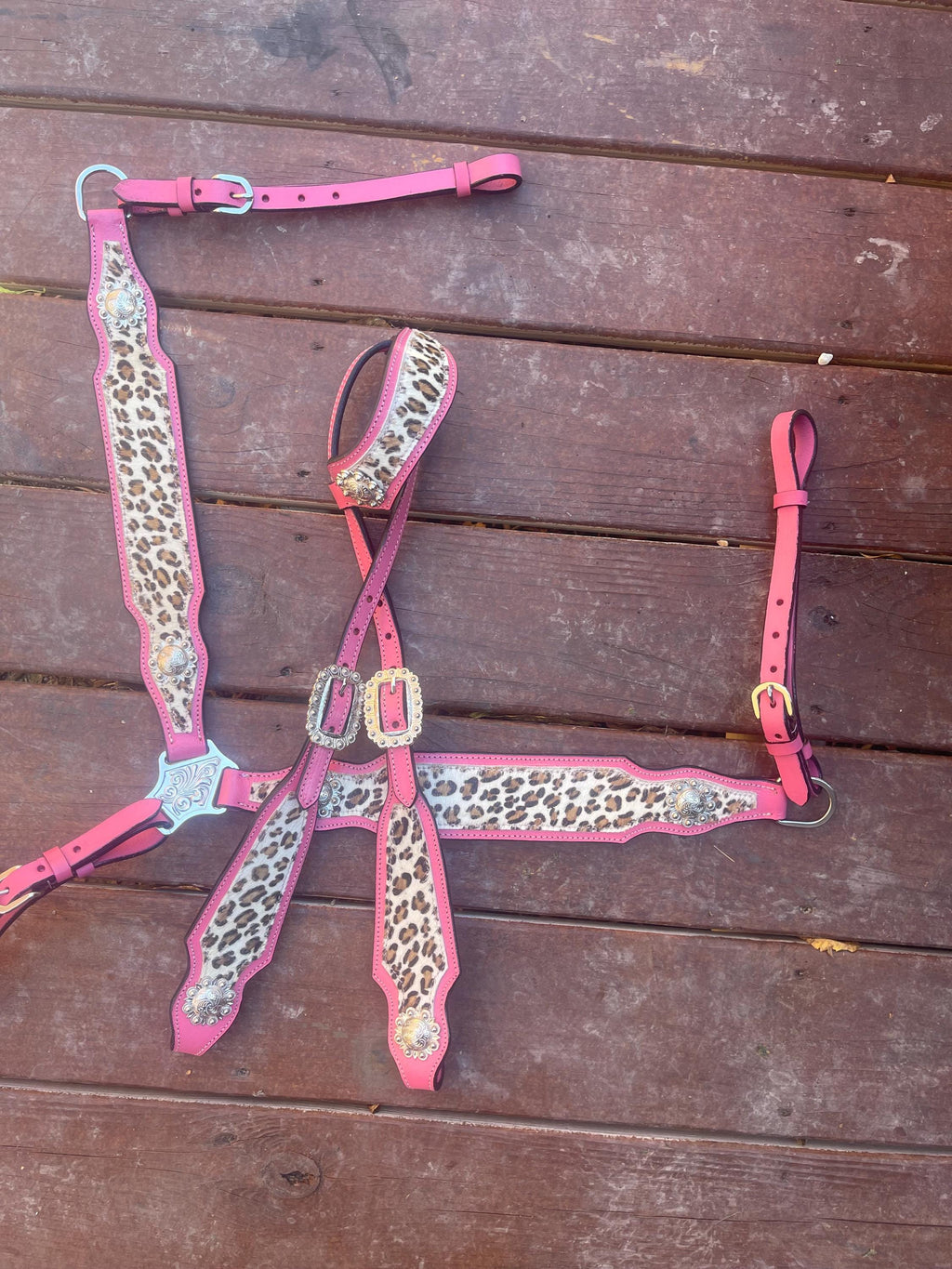 Western Horse Tack Set | Ready to ship | Hot pink& Cheetah leather