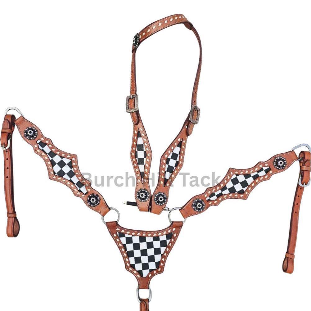 Western Tack Set, Checker Headstall and breastplate