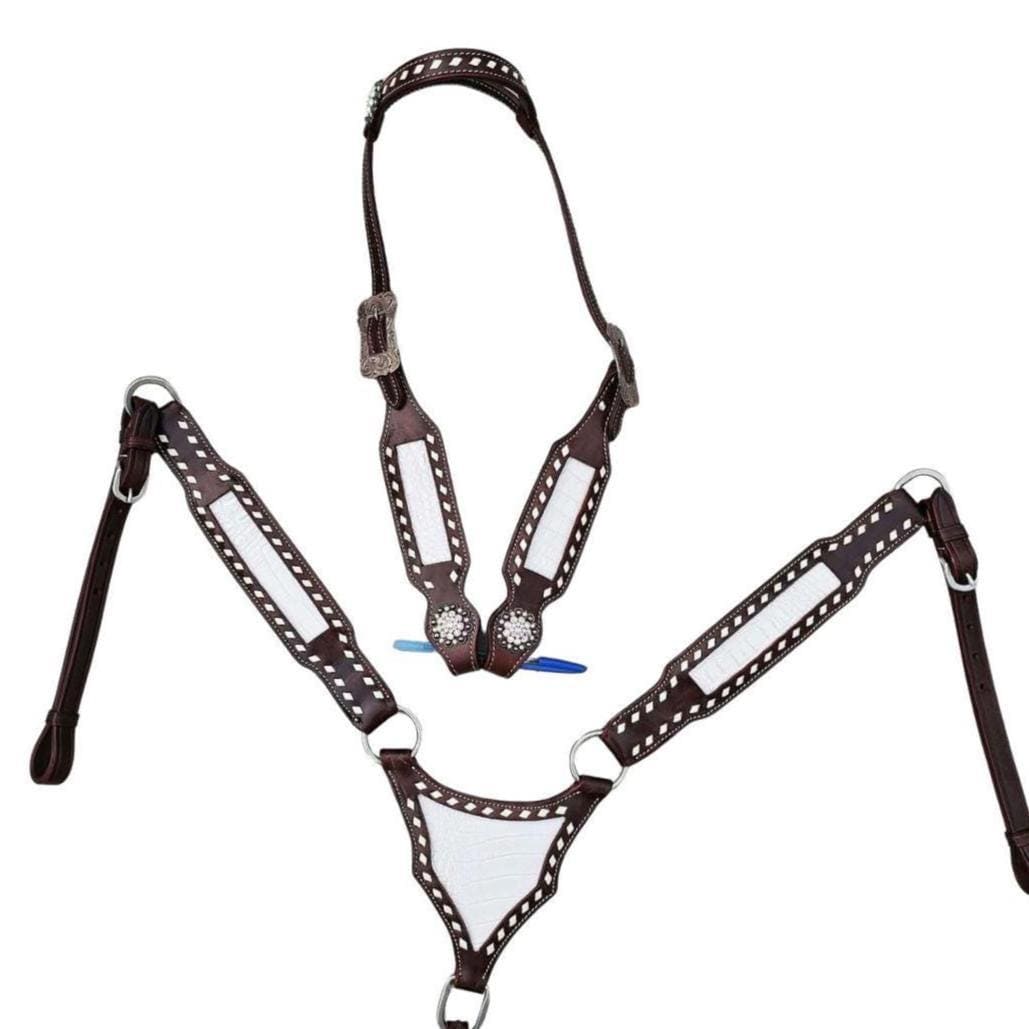 Western Tack Set, White Headstall and breastplate