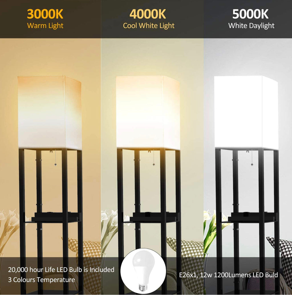 Floor Lamp Charger - Shelf Floor Lamp with USB Charging Ports and Electric Outlet