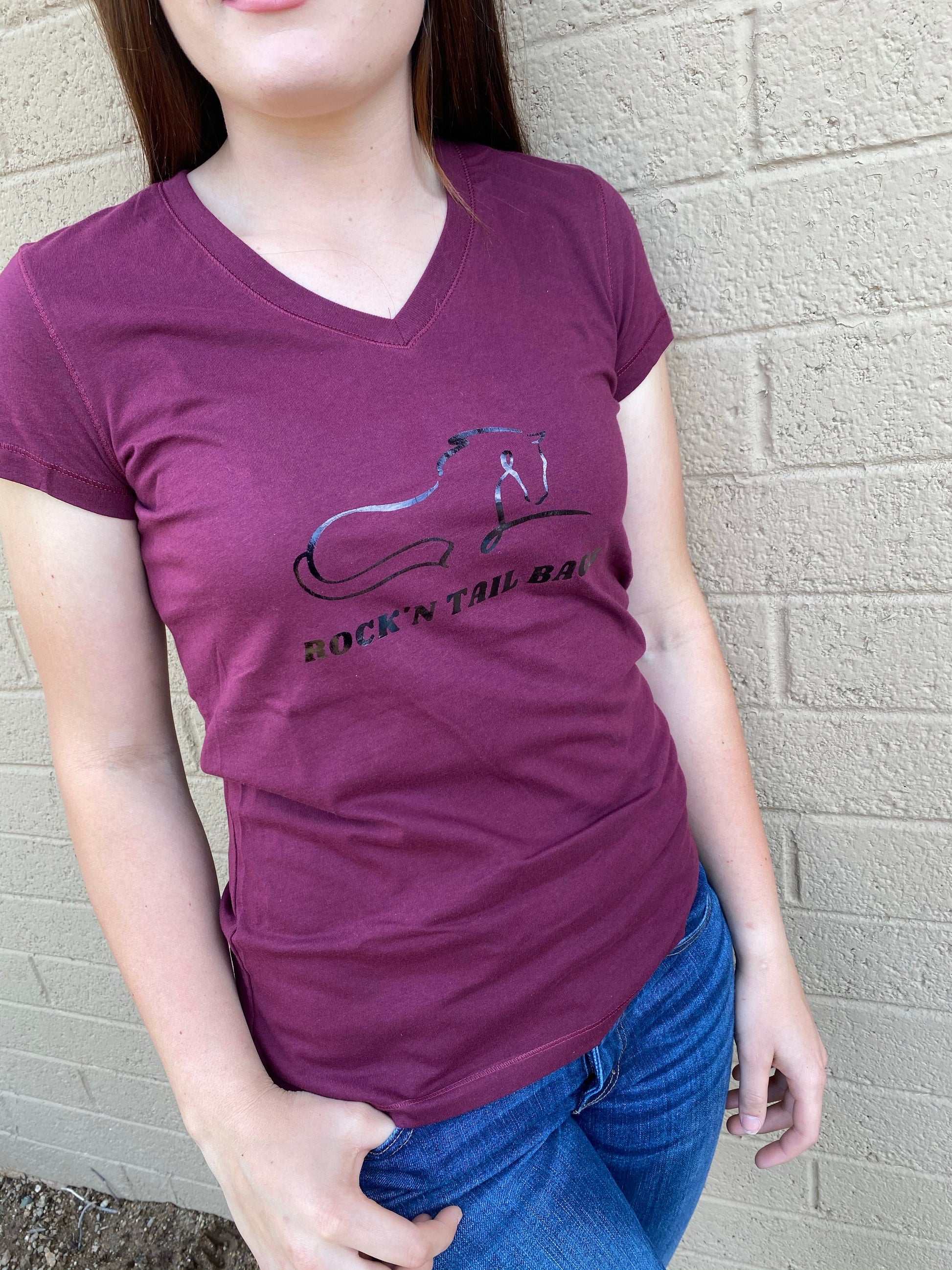 Wine V-Neck Tee
