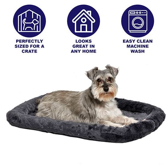 Midwest QuietTime Sheepskin Pet Bed Gray 18x17x12