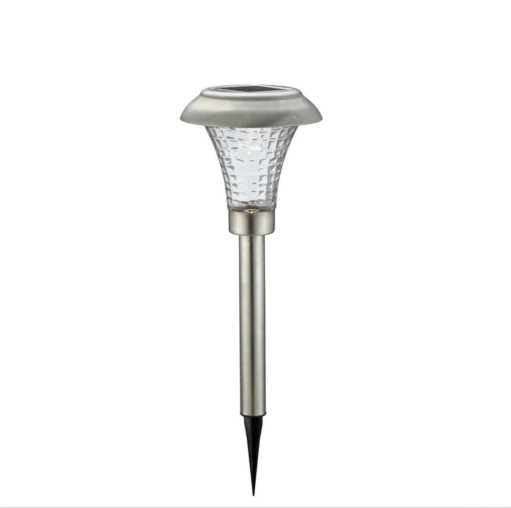 High-End 8 Pack Solar Pathway Lights Glass Stainless Steel Warm White, Auto On/off 15 Lumen