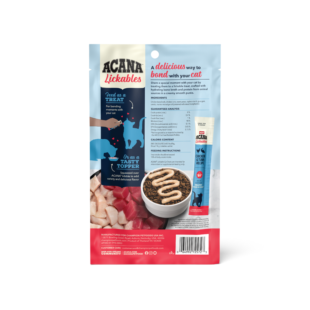 Acana Cat Lickables Chicken & Tuna Cat Treats (2.5oz)