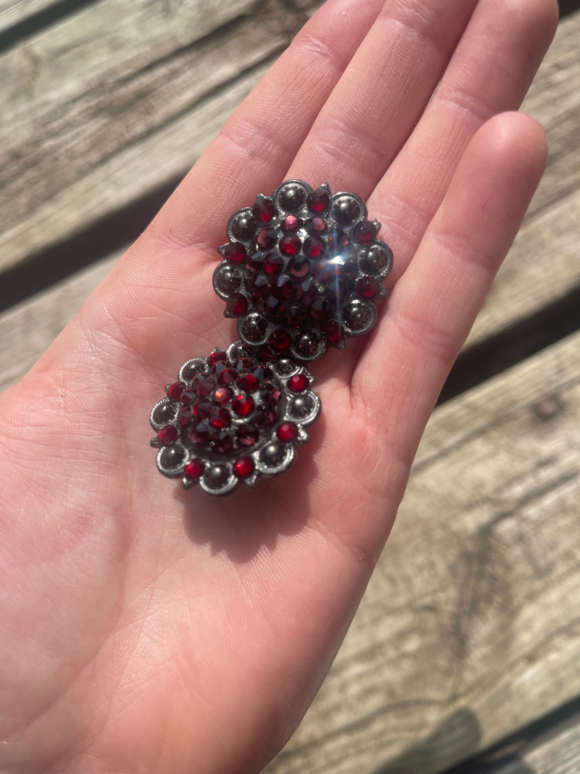 Dark red black berry conchos - Blazzing Bridles