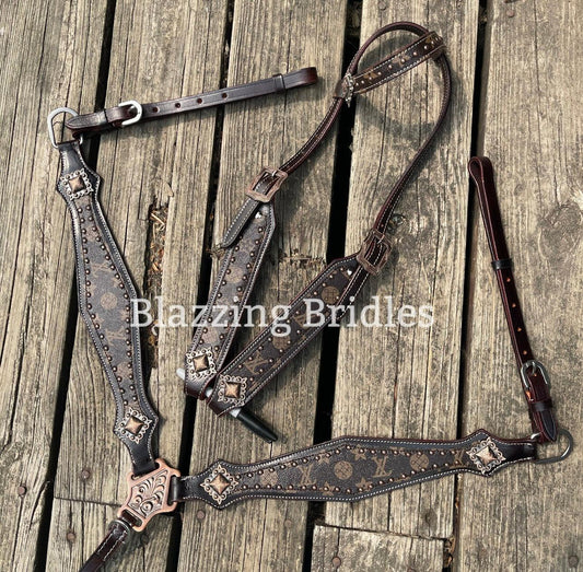 Luxury fashion dark brown tack set - Blazzing Bridles