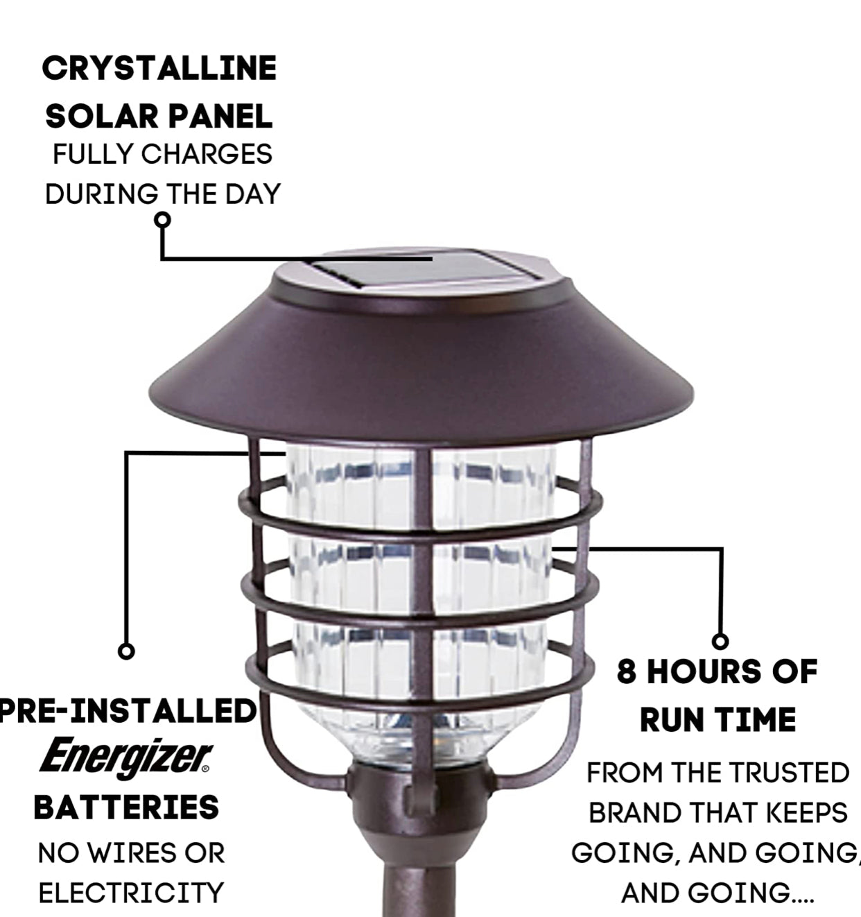 Smartyard Solar LED Large Pathway Lights Oil Rubbed Bronze 8-Pk