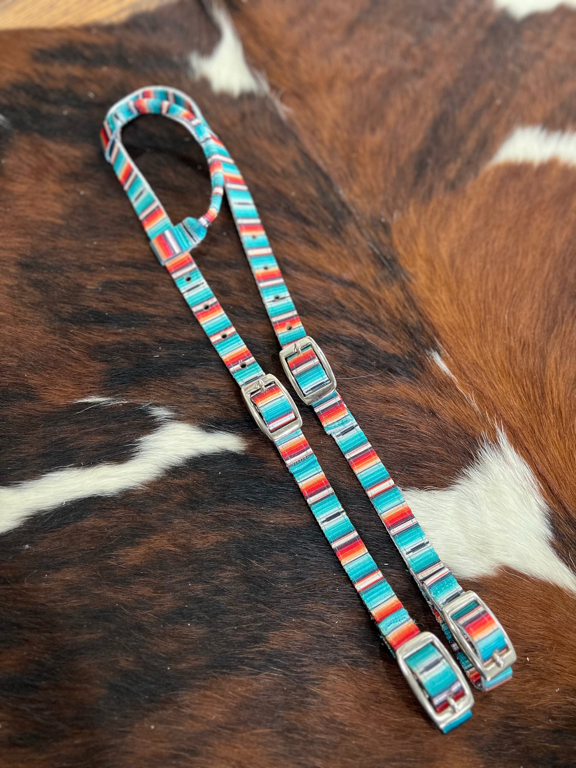 Teal Serape Nylon One Ear Headstall
