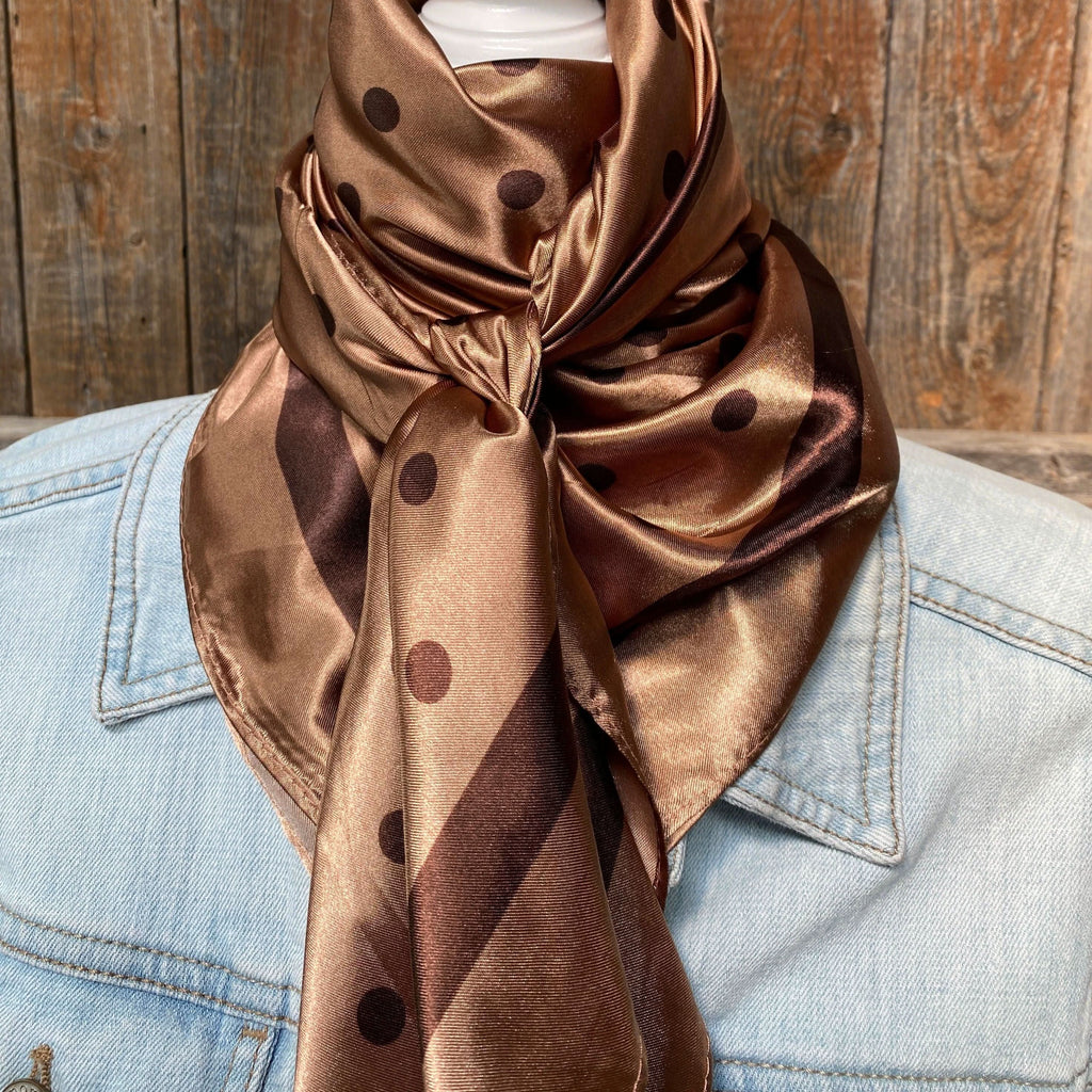 35X35"  Brown Polka Dots Wild Rag / Scarf WR3054