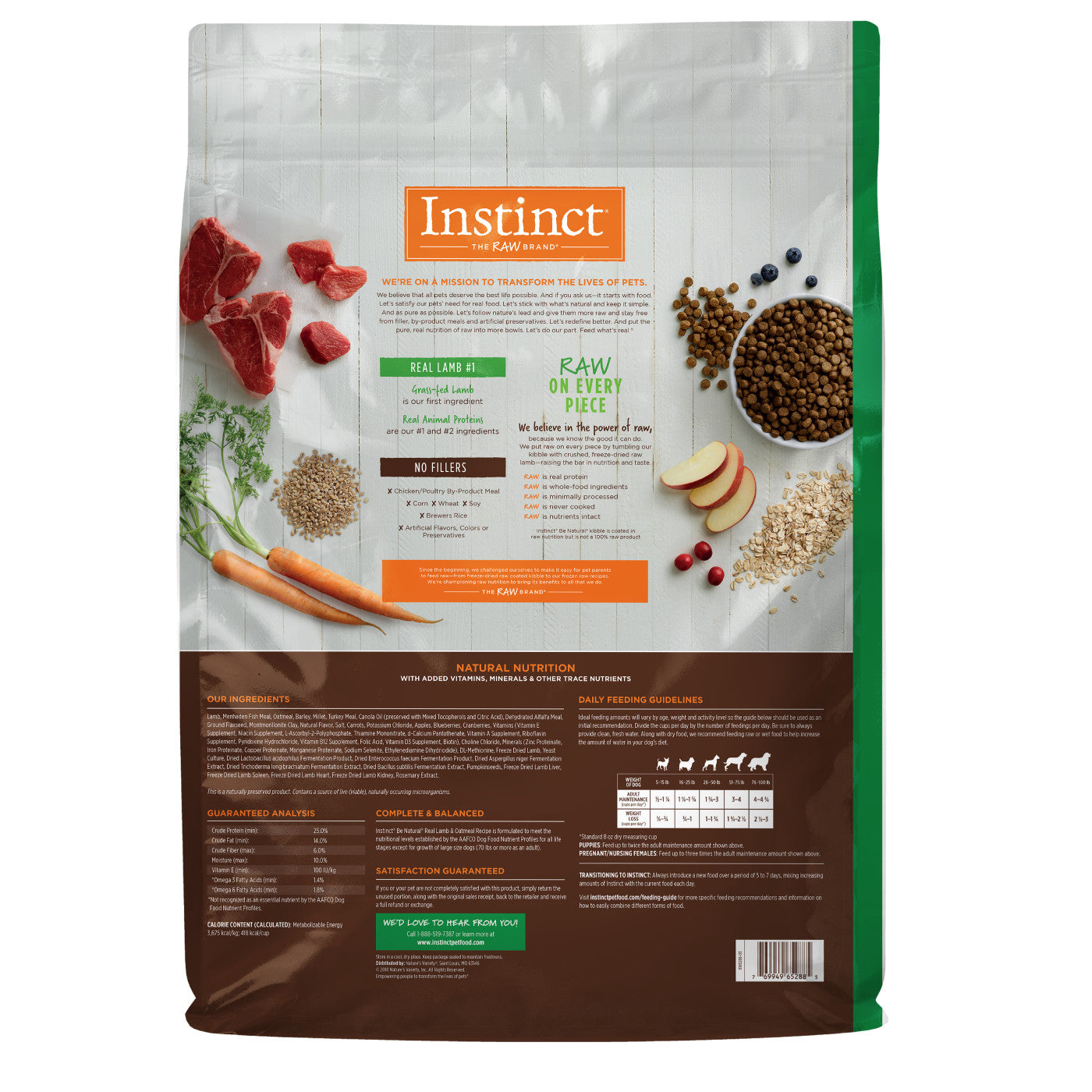 Instinct Adult Be Natural Lamb and Oatmeal Dry Dog Food (25lb)