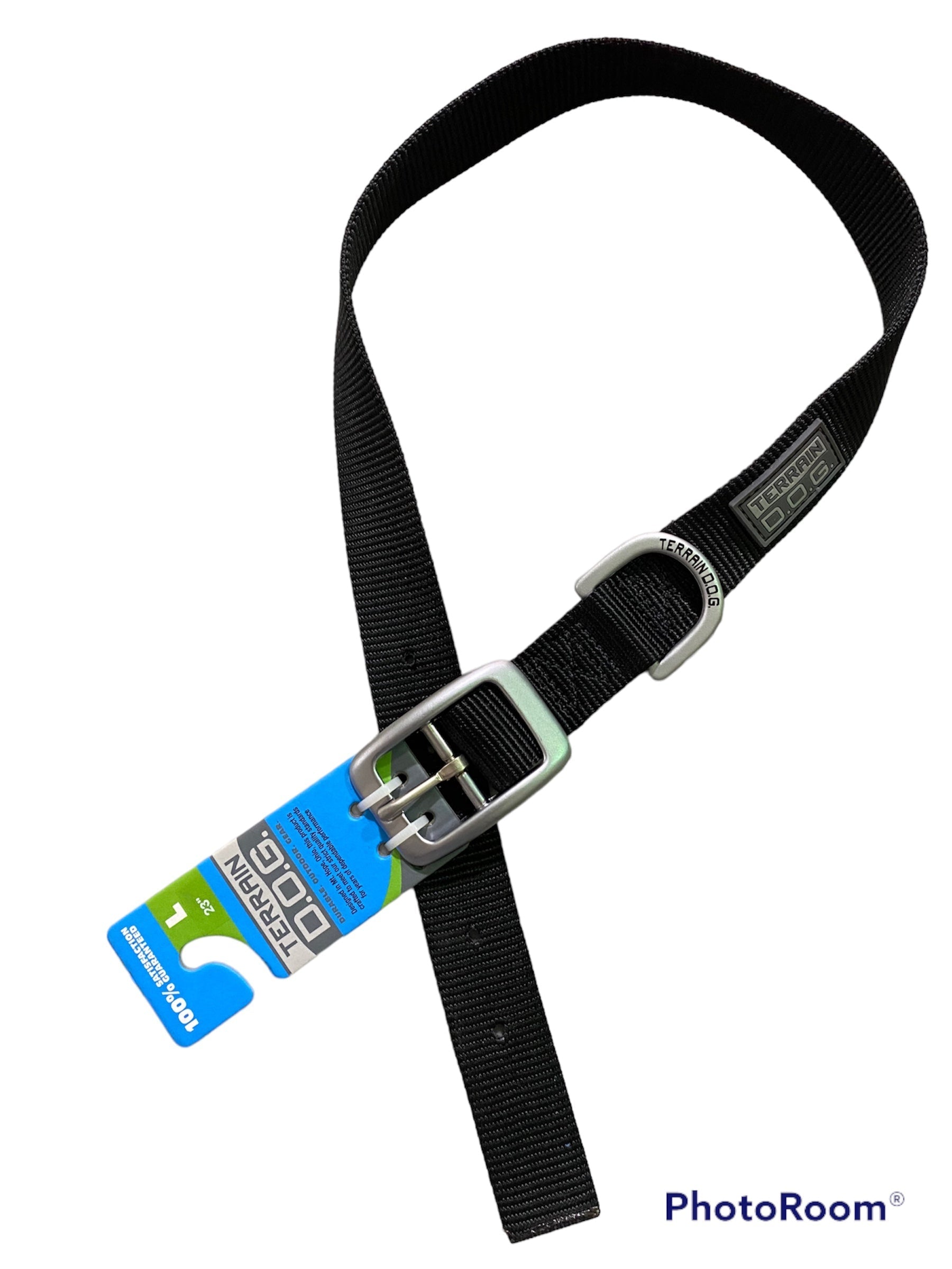 Nylon Double-Ply Dog Collar - black - 21" L - DOUBLE STRENGTH