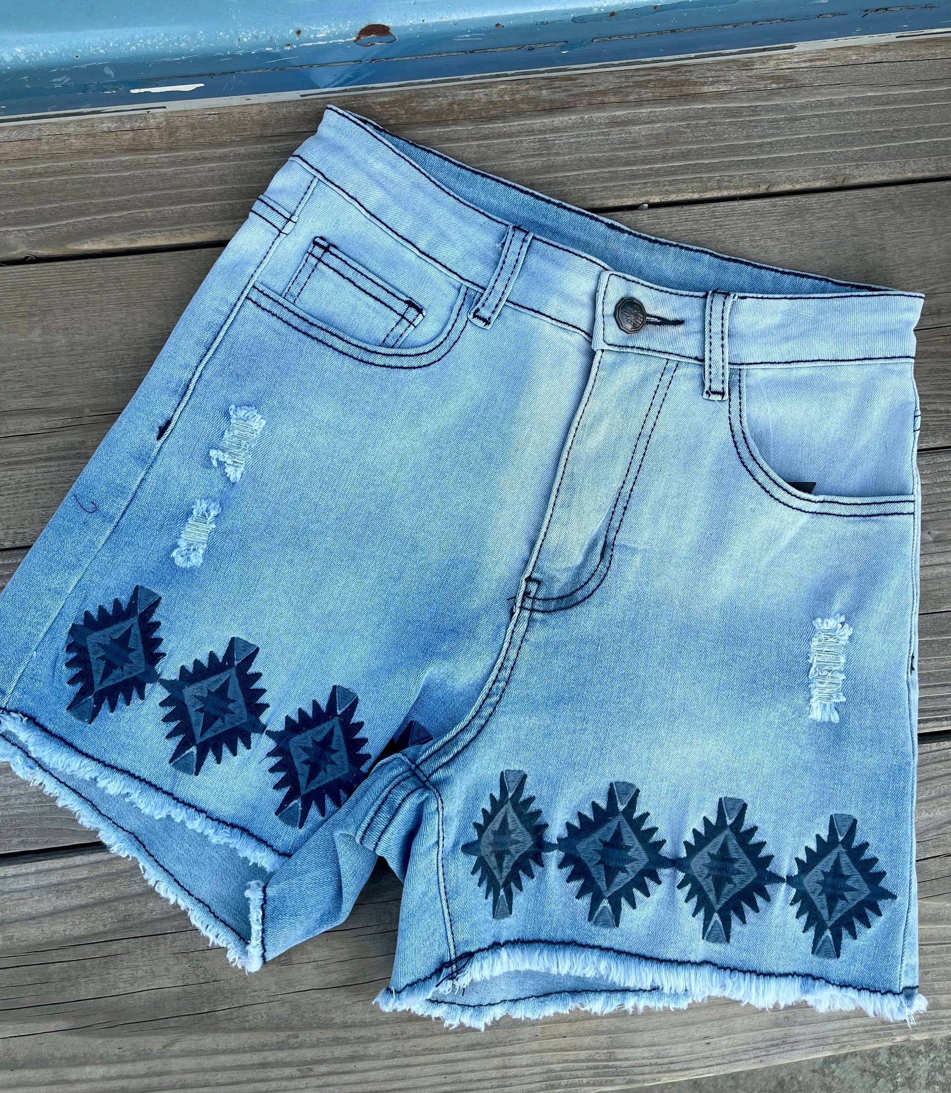 Aztec Denim Shorts- SALE