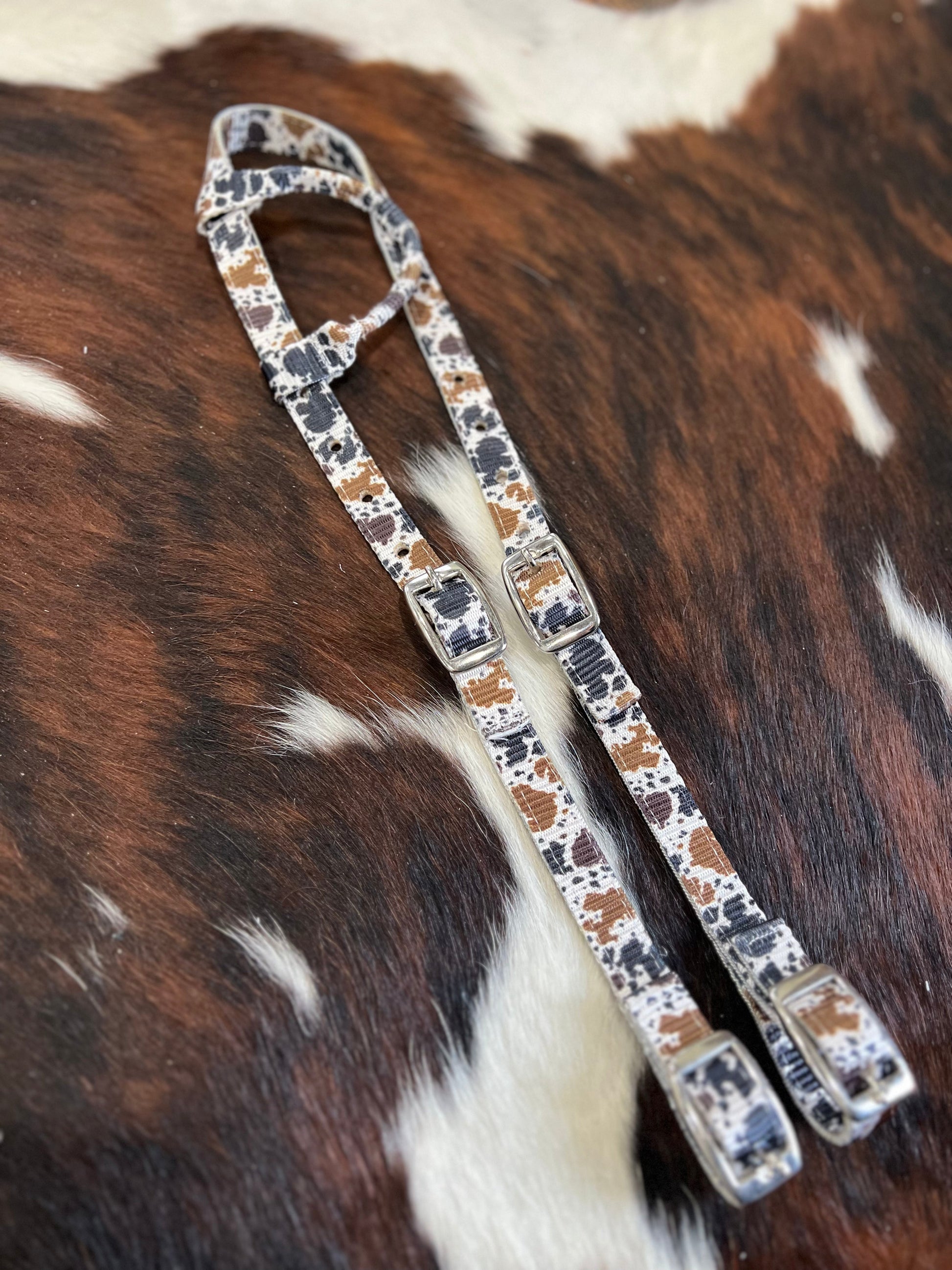 Cowhide/Cow Print Nylon One Ear Headstall