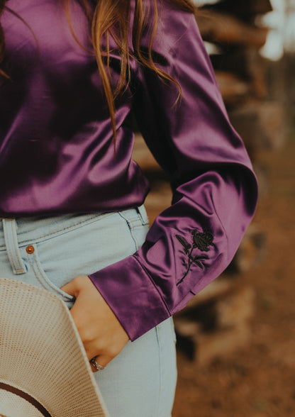 PURPLE SATIN RODEO SHIRT