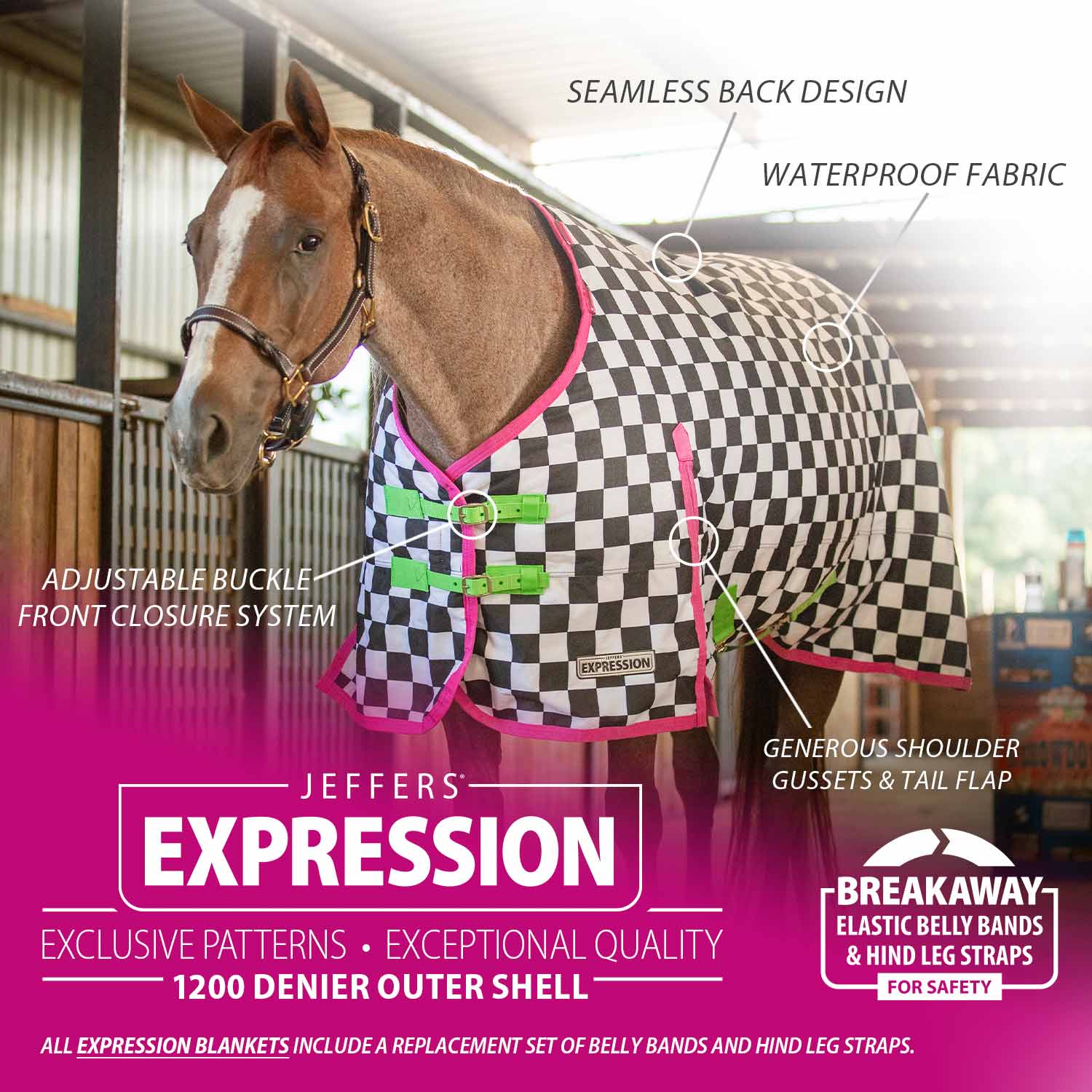 Jeffers Expression 1200 Denier Standard Neck Horse Turnout Sheet, 0 Gram