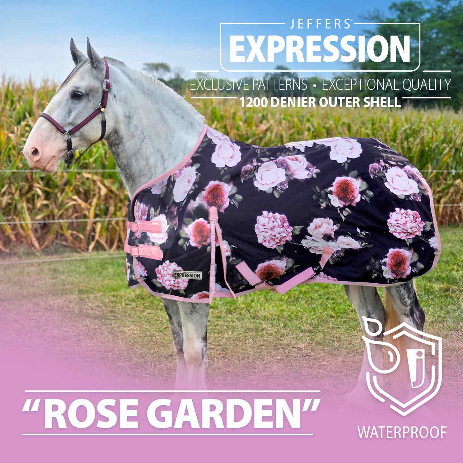Jeffers Expression 1200D Draft Horse Turnout Blanket, 240 g | Waterproof, Breathable & Safe Design