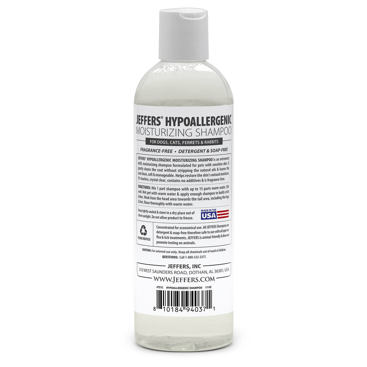 Jeffers Hypoallergenic Moisturizing Pet Shampoo for Sensitive Skin