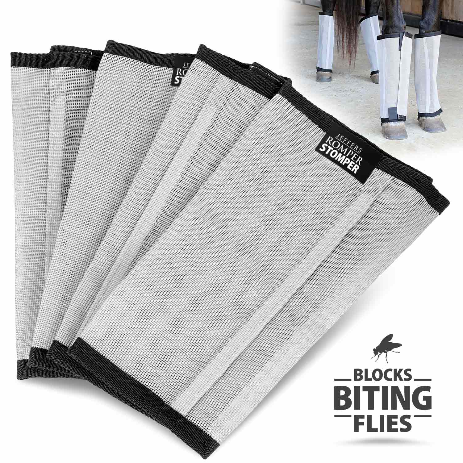 Jeffers Romper Stomper "Stomp-Free" Fly Boots for Horses, 4 pack