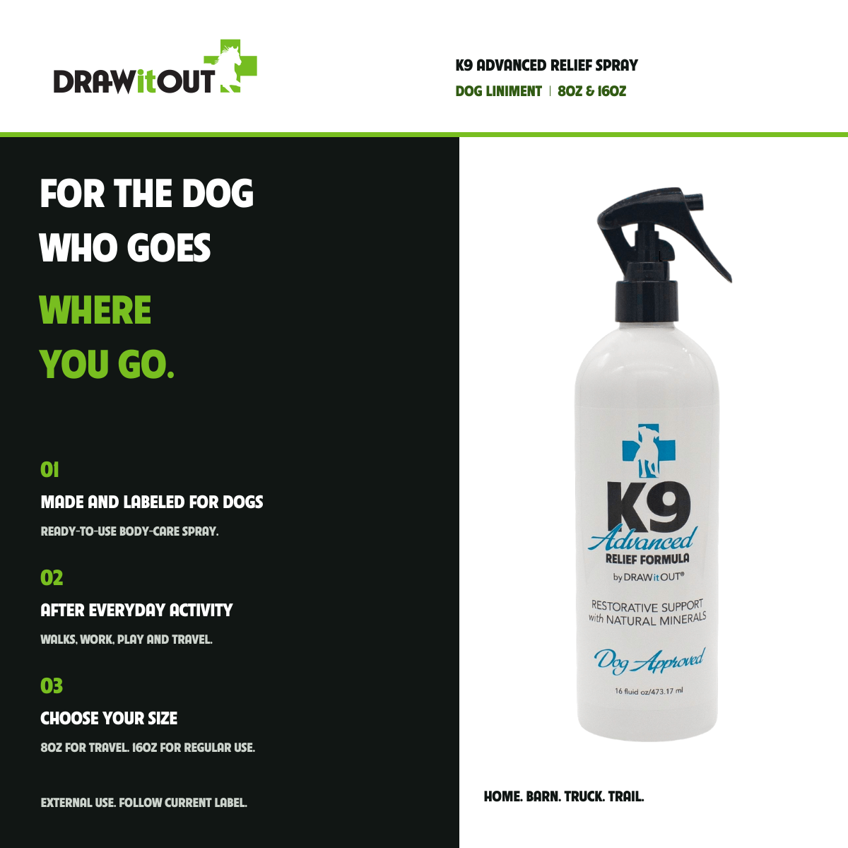 K9 Advanced™ by Draw It Out® Relief Spray | Dog Liniment