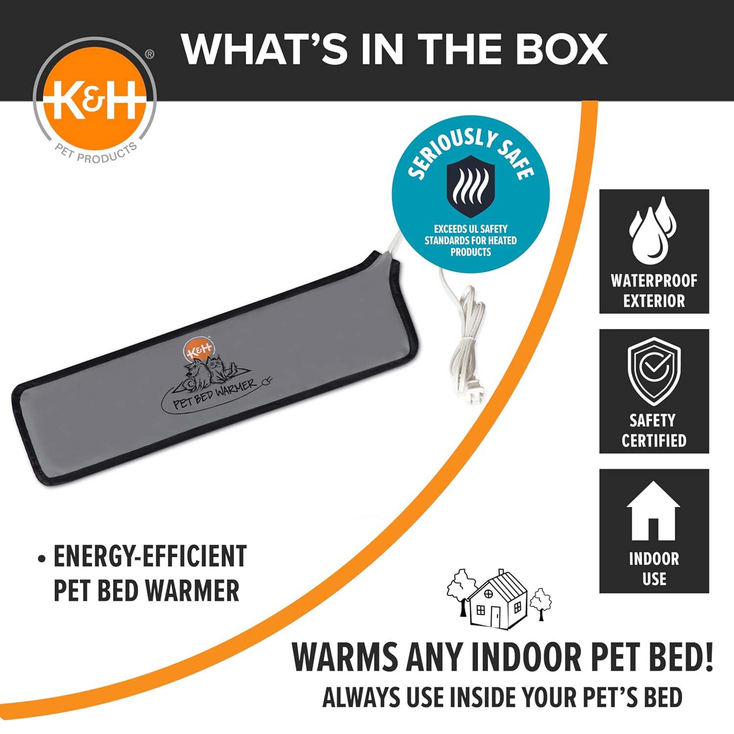 K&H Pet Bed Warmer – Indoor Heated Pad for Cats & Dogs, Thermostatically Controlled, Energy-Efficient, Safe for Arthritis & Comfort