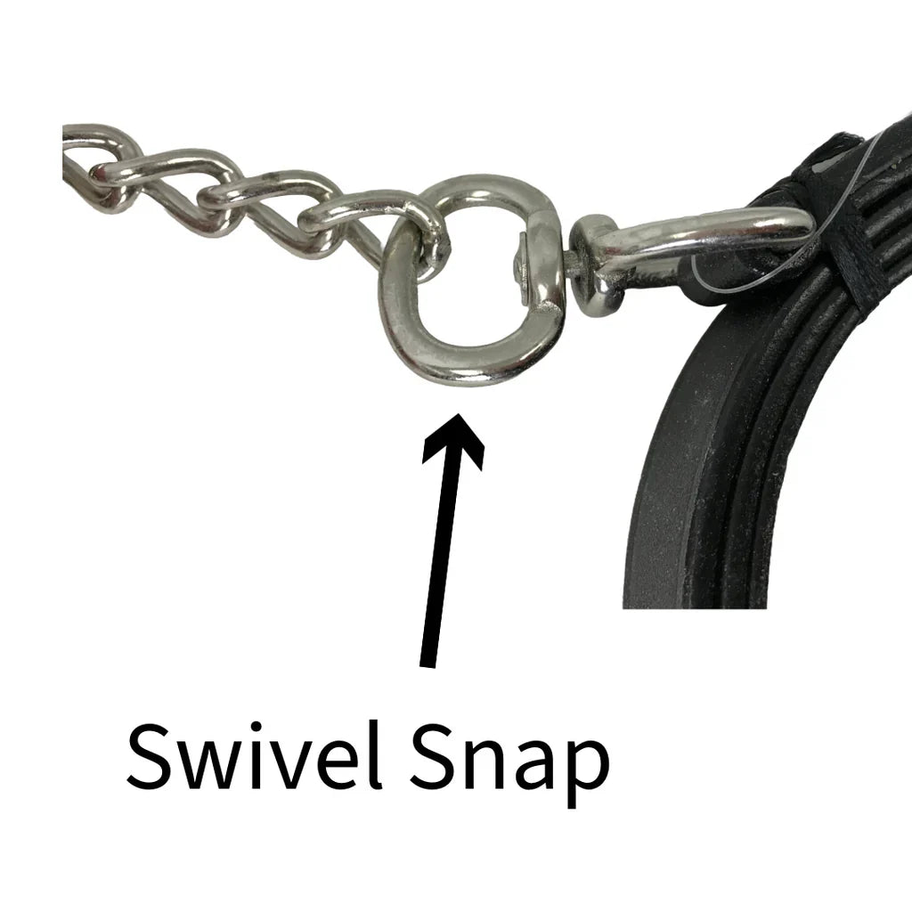 DERBY ORIGINALS MULTIPURPOSE FLAT LEATHER LEAD FOR CATTLE, HORSE OR DOG WITH CHAIN AND SWIVEL SNAP-One Year Limited Warranty