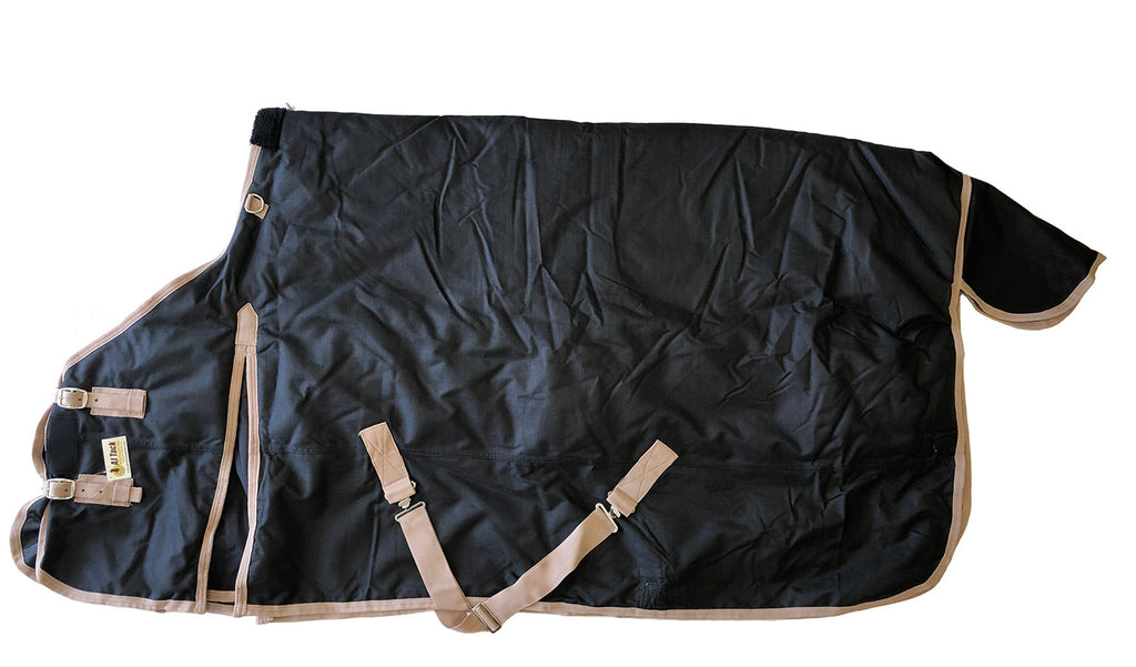 AJ Tack 1200D Horse Turnout Blanket with Storage Bag - Black