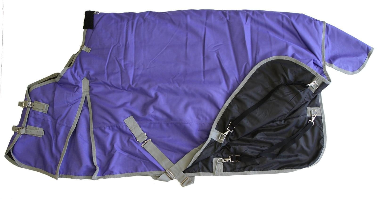 AJ Tack 1200D Waterproof Turnout Horse Blanket with Hood - Purple