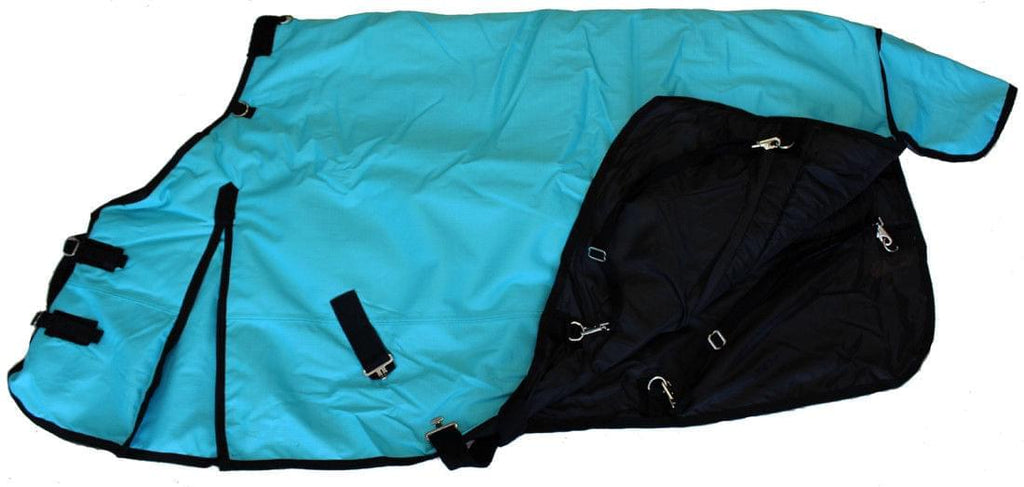AJ Tack 1200D Waterproof Turnout Horse Blanket with Hood - Turquoise