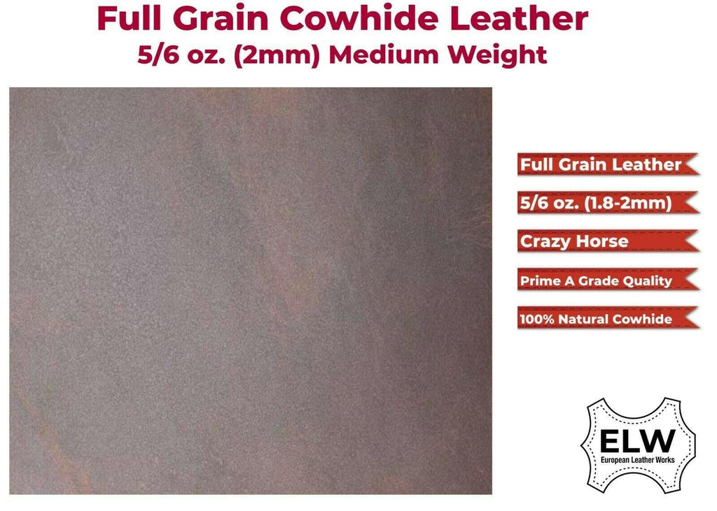 Import Tooling Leather 5/6 oz (2-2.4mm)  Full Grain 100% Cowhide PreCut Sizes 6" to 48" - Medium BROWN