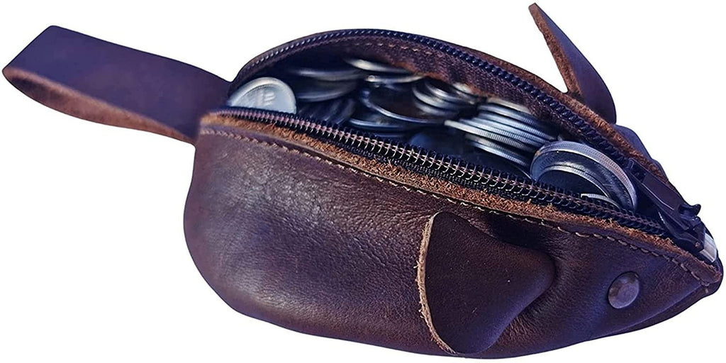 Mouse Coin Purse, Handmade Genuine Full Grain Leather with Rustic Cute Design, Perfect gift, Change Pouch Wallet